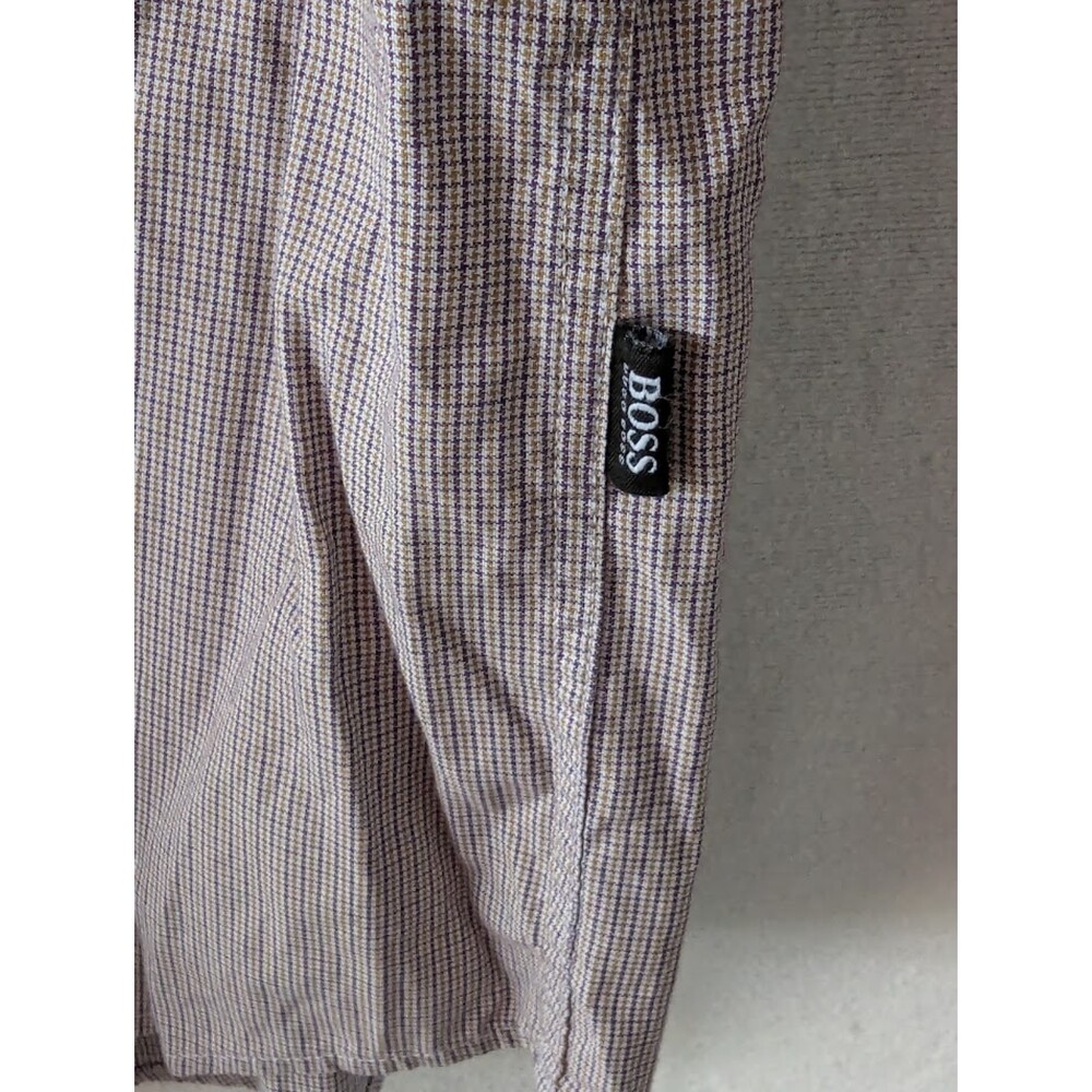 Men's Boss Hugo Boss Slim Fit Plaid Long Sleeve Button Up Shirt Size 2XL/XXL - Picture 9 of 11